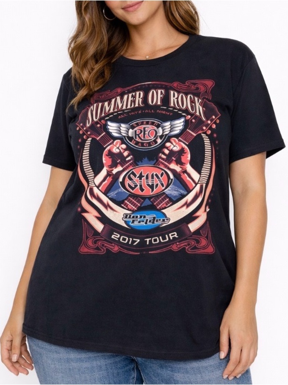 2017 Summer of Rock Rep Speed wagon & Styx tour Tee T-shirt graphic SZ MD